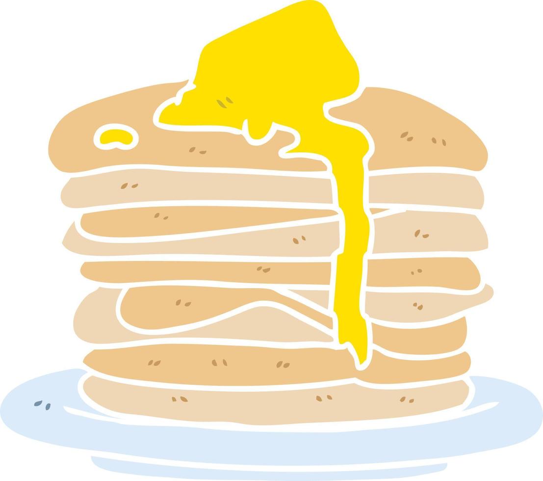flat color style cartoon stack of pancakes vector