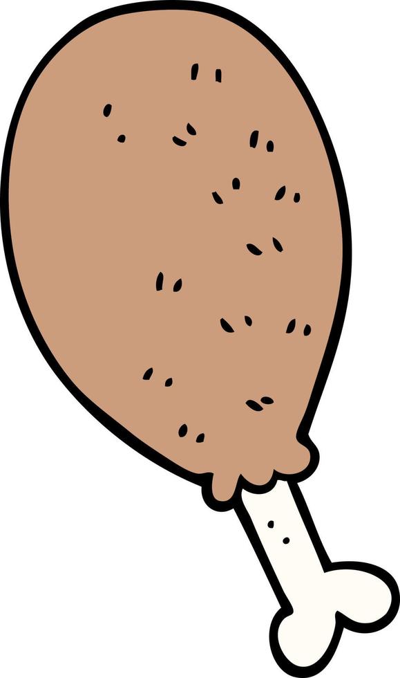 cartoon doodle cooked chicken leg vector