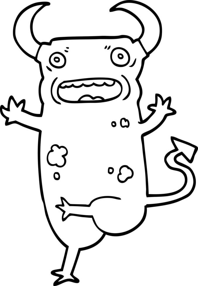 line drawing cartoon demon vector