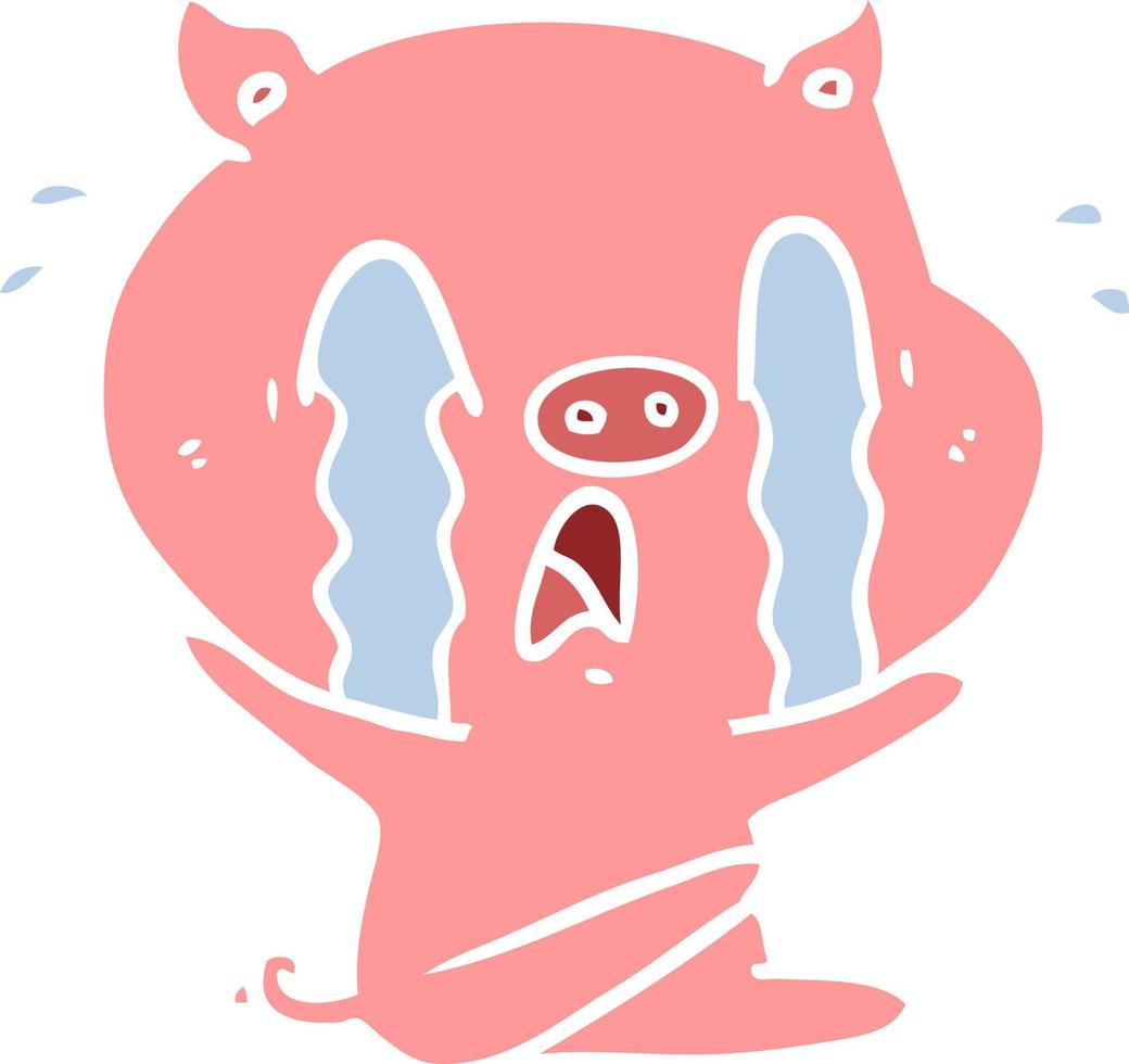 crying pig flat color style cartoon vector