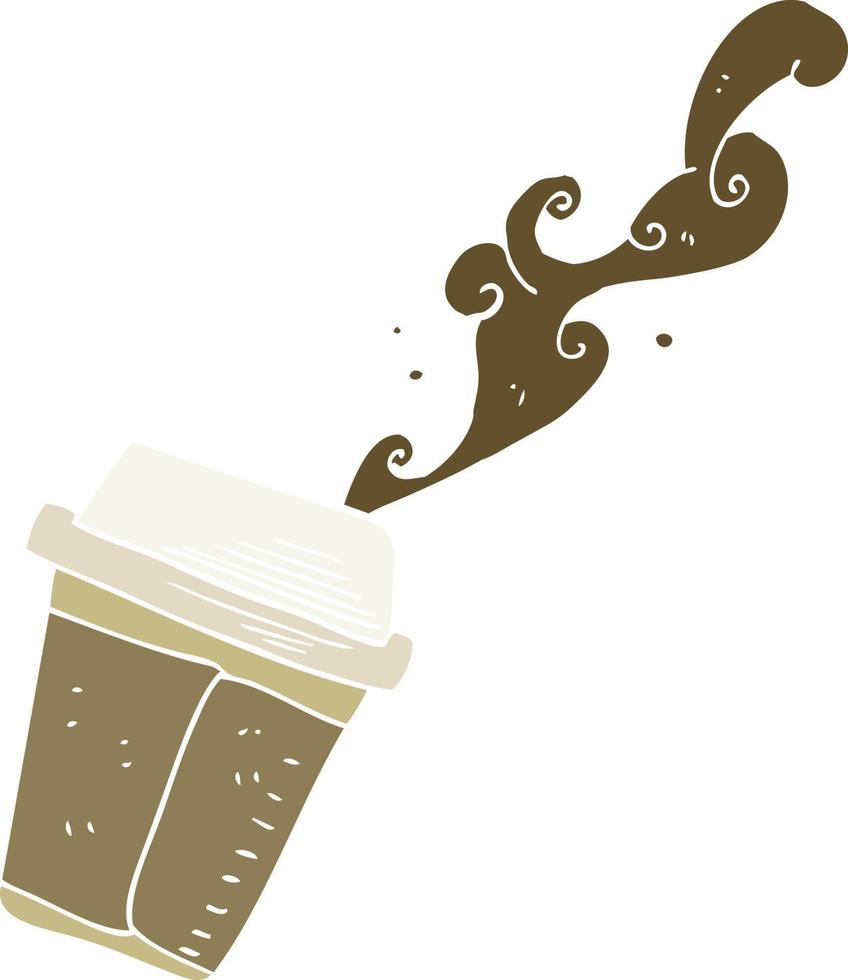 flat color illustration of a cartoon spilling coffee vector
