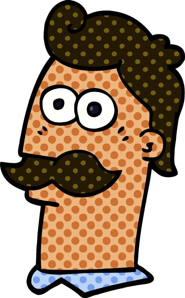 cartoon doodle man with moustache vector