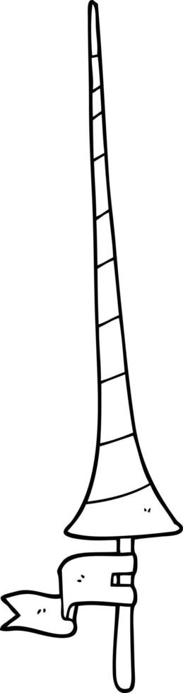 line drawing cartoon medieval lance vector