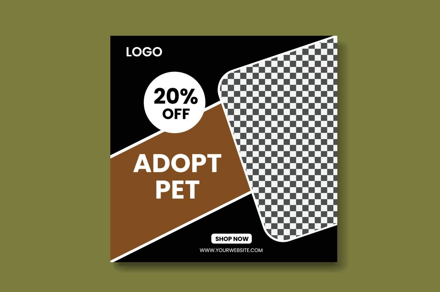 Adopt pet social media post design template. Editable vector design