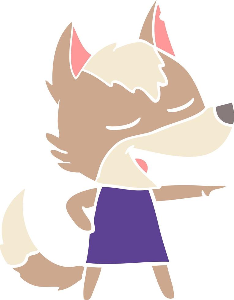 lobo de dibujos animados de estilo de color plano riendo vector