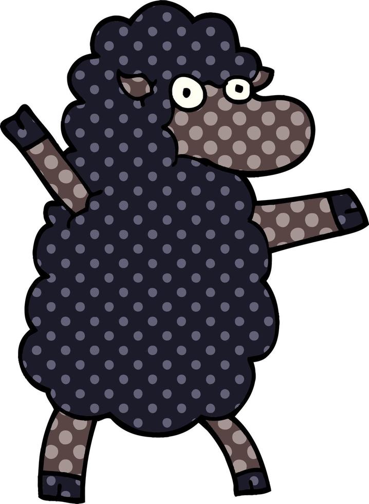 cartoon doodle black sheep vector