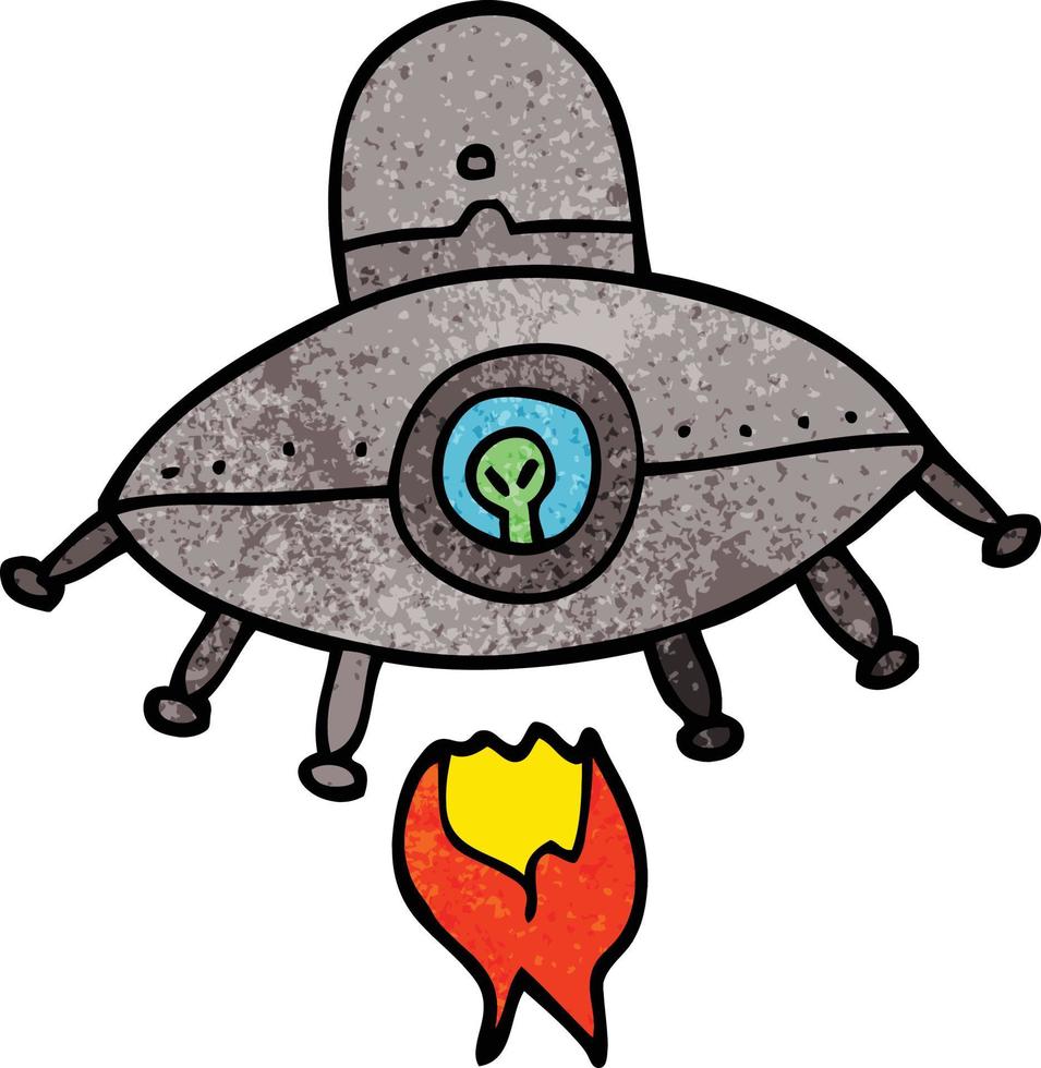 cartoon doodle alien spaceship vector