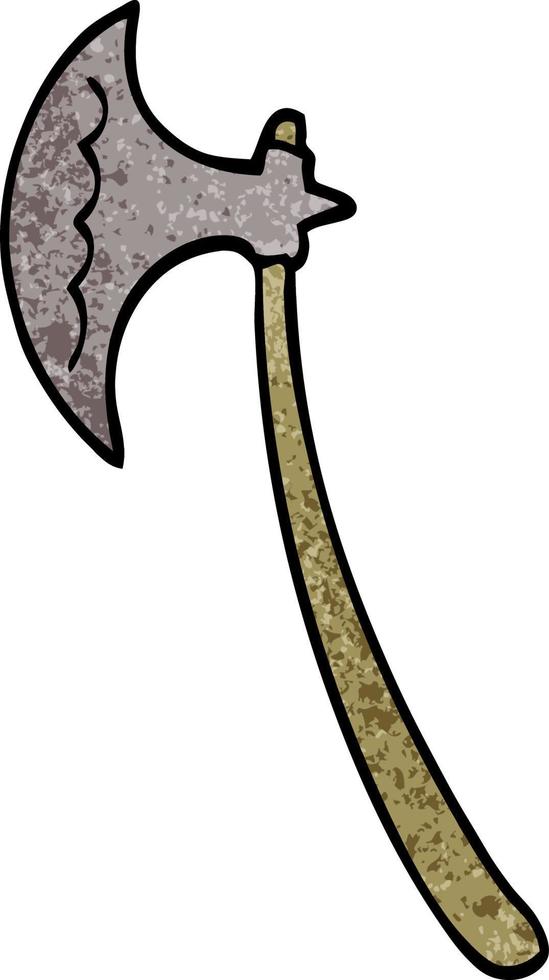 cartoon doodle medieval axe vector