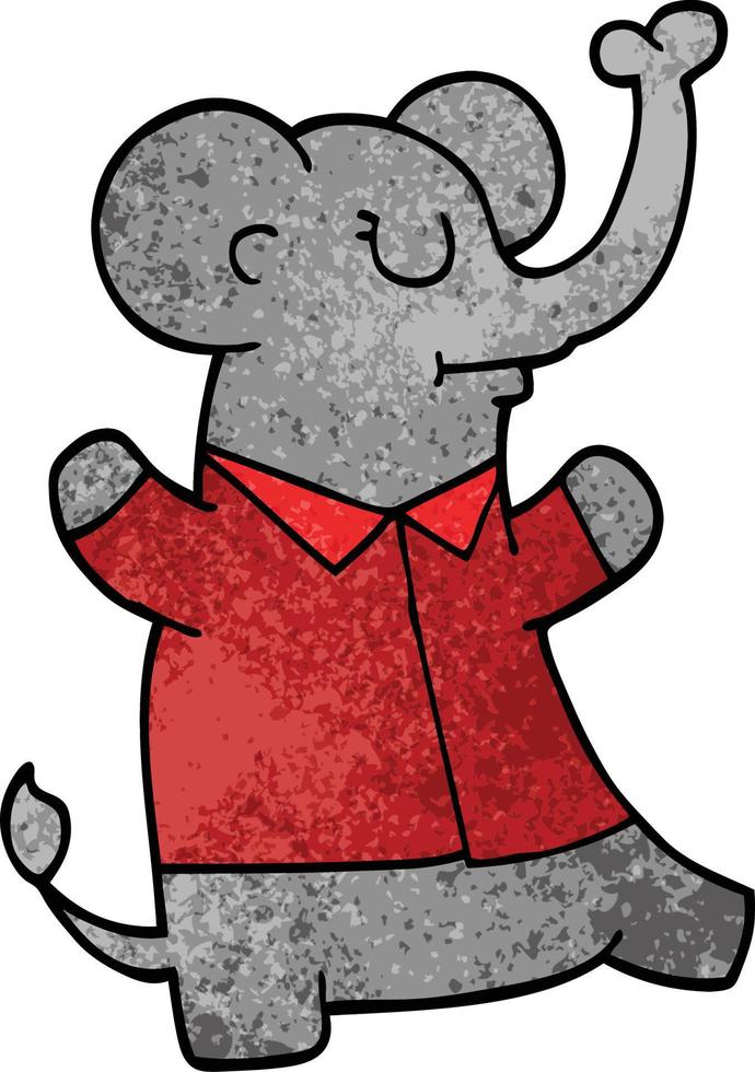 caricatura, garabato, elefante, llevando, camisa vector