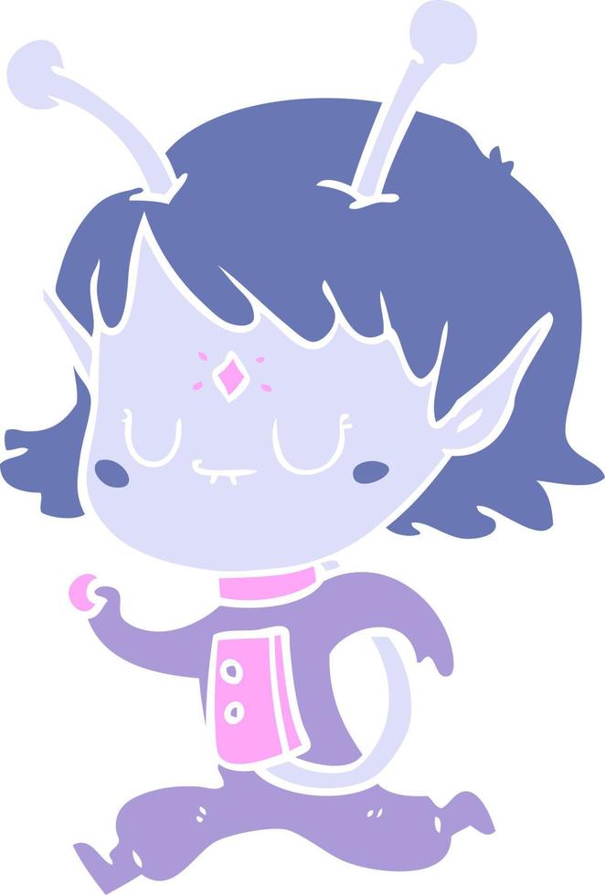 flat color style cartoon alien girl vector