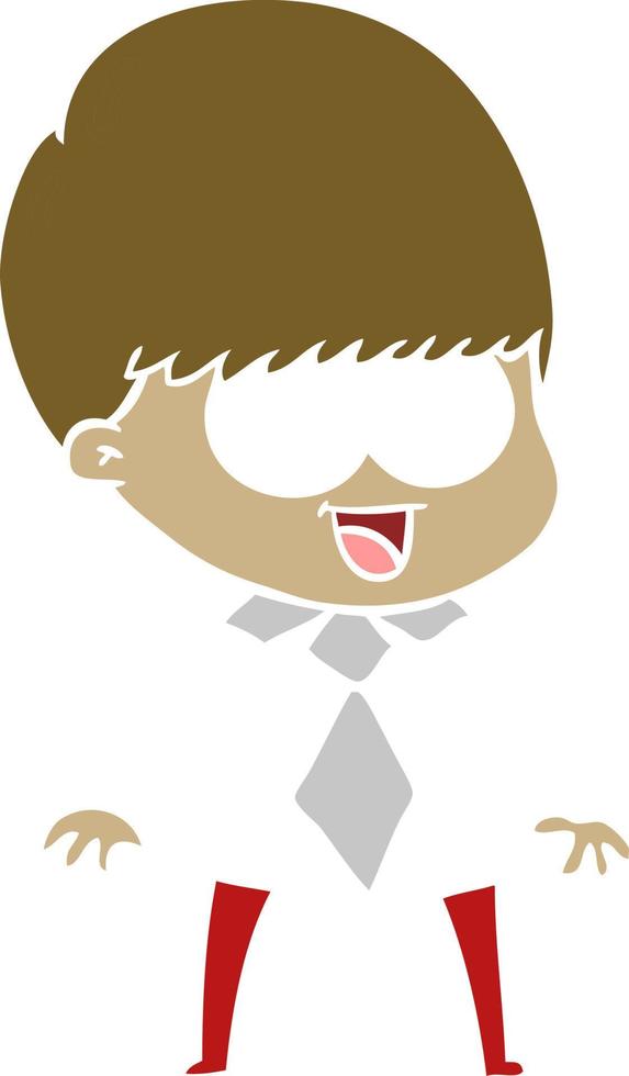 happy flat color style cartoon boy vector