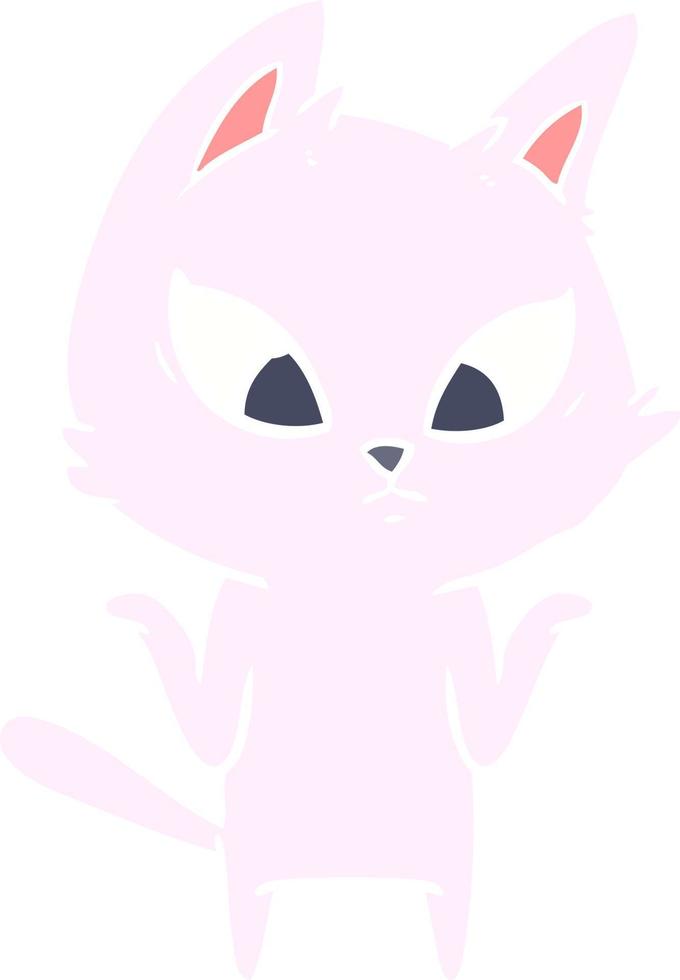 confused flat color style cartoon cat shrugging shoulders vector