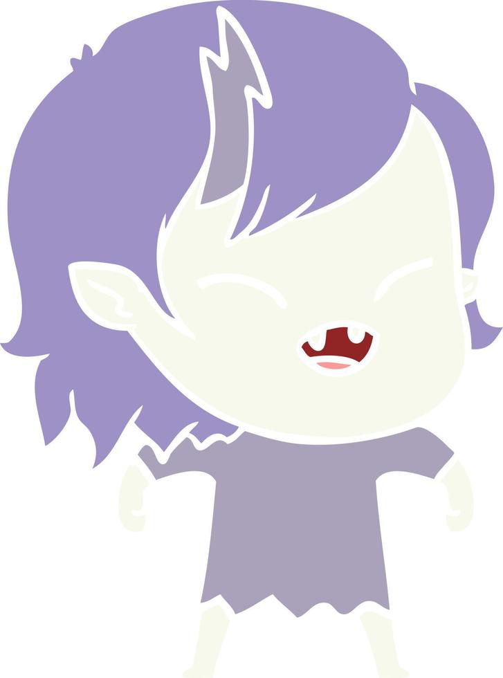 flat color style cartoon laughing vampire girl vector