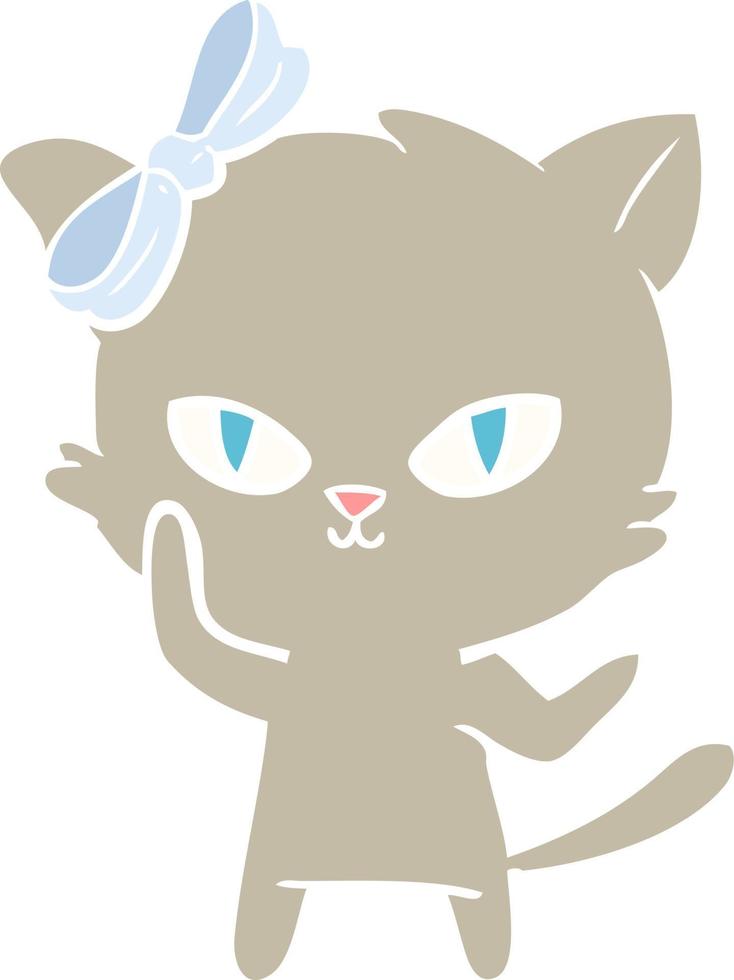 cute flat color style cartoon cat vector