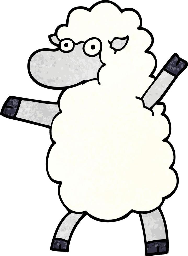 cartoon doodle sheep standing upright vector