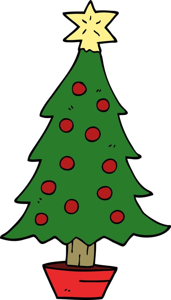 cartoon doodle christmas tree vector