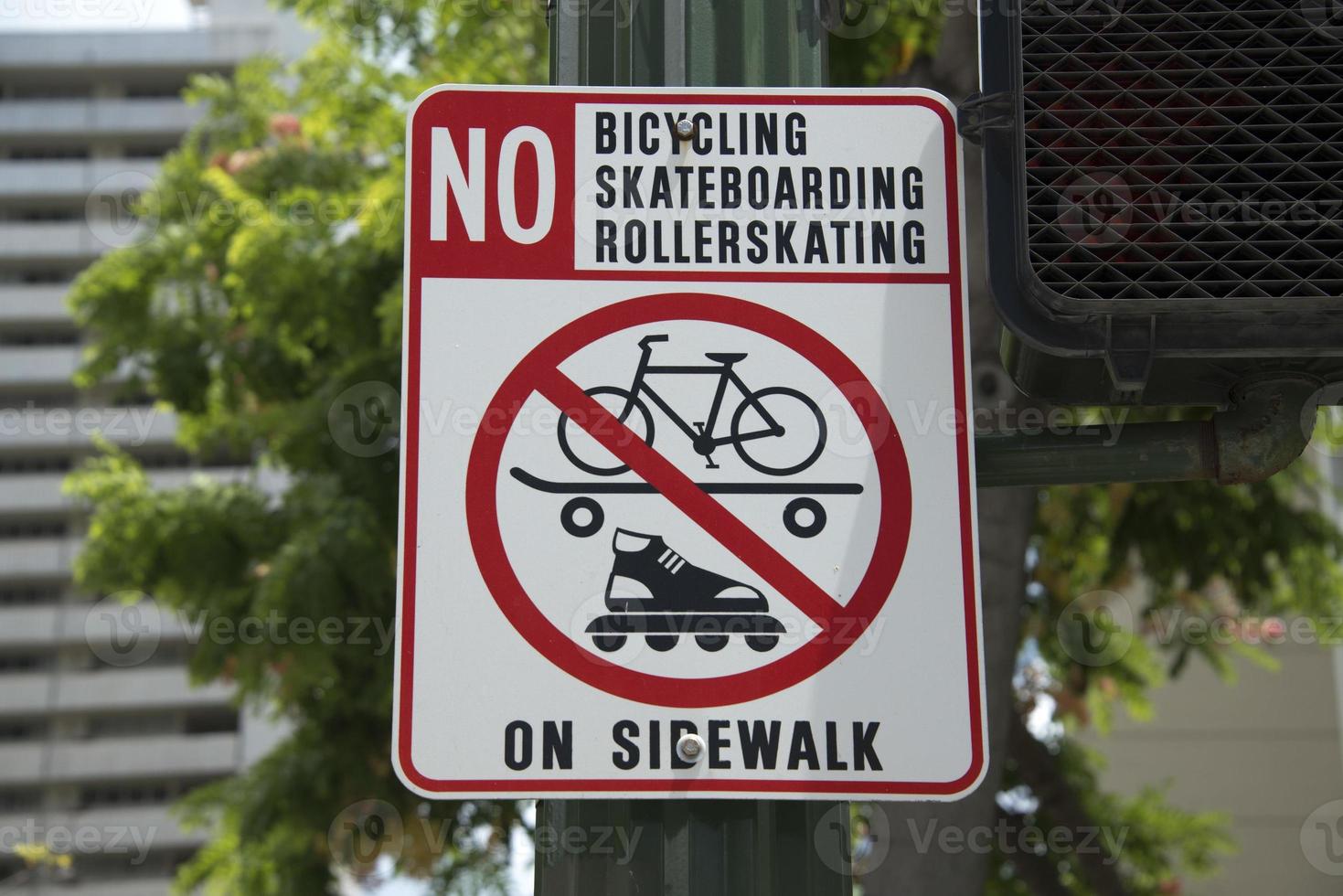 no rollerskating bicycling skateboarding sign in hawaii photo