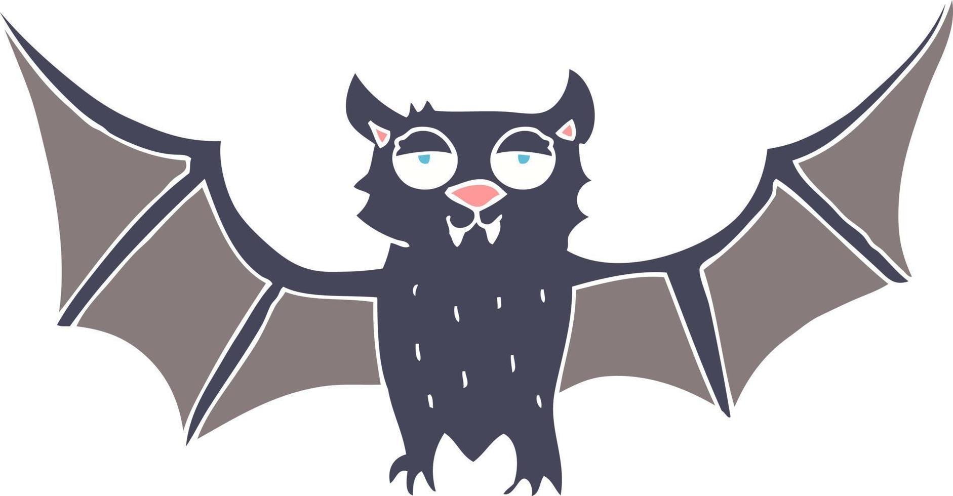 flat color illustration of a cartoon halloween bat vector