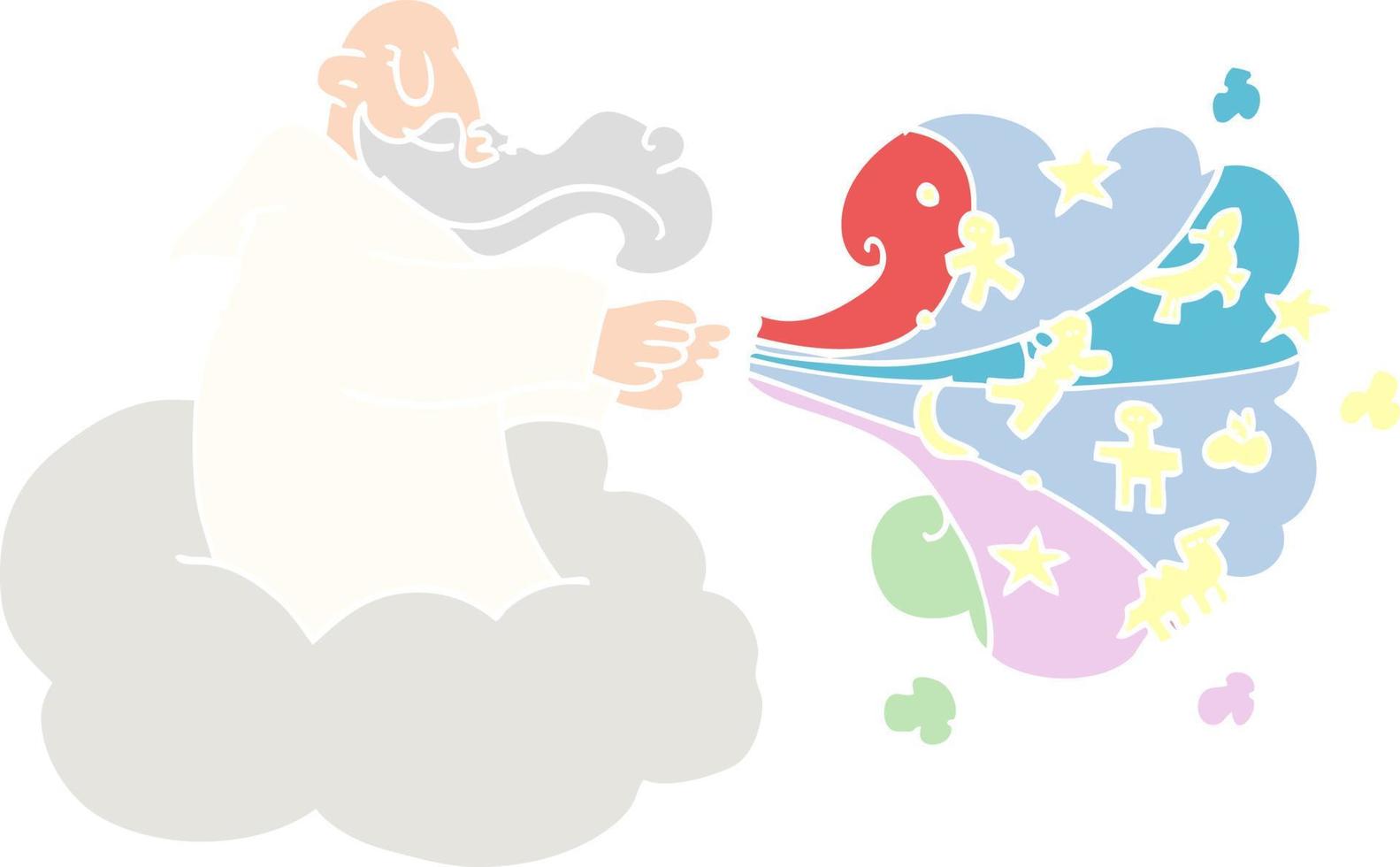 cartoon doodle god on cloud vector