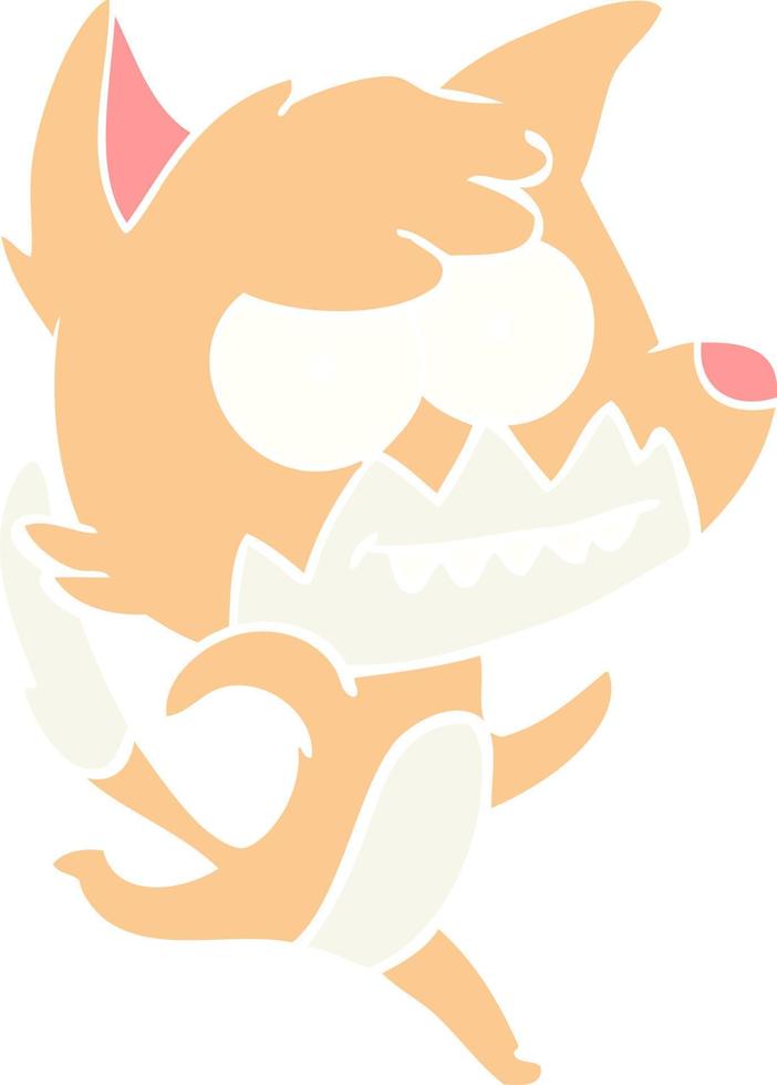 flat color style cartoon grinning fox vector