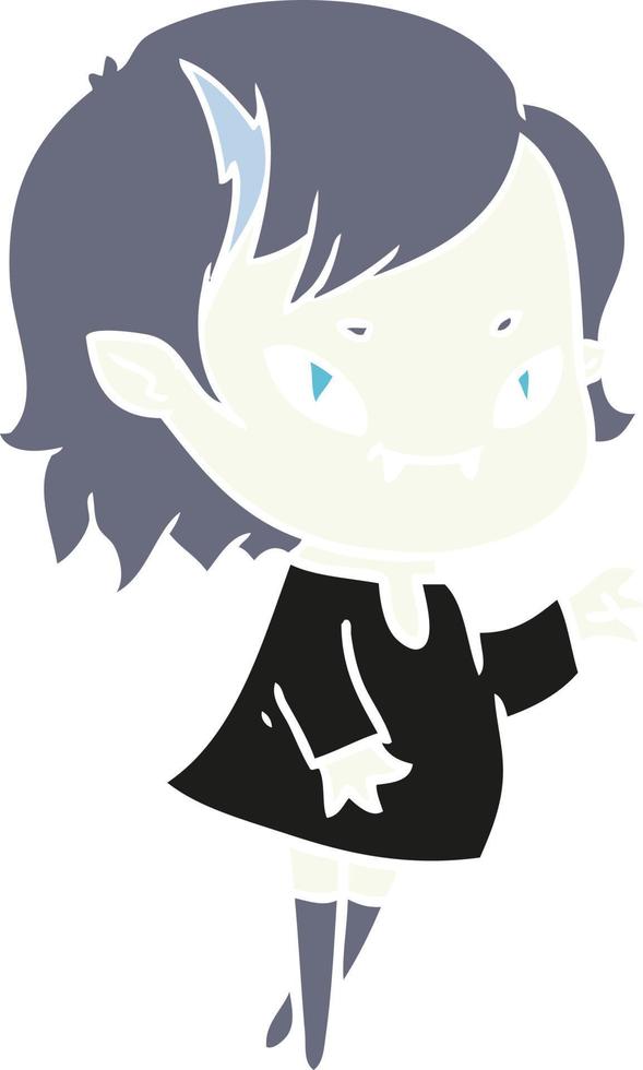 flat color style cartoon friendly vampire girl vector