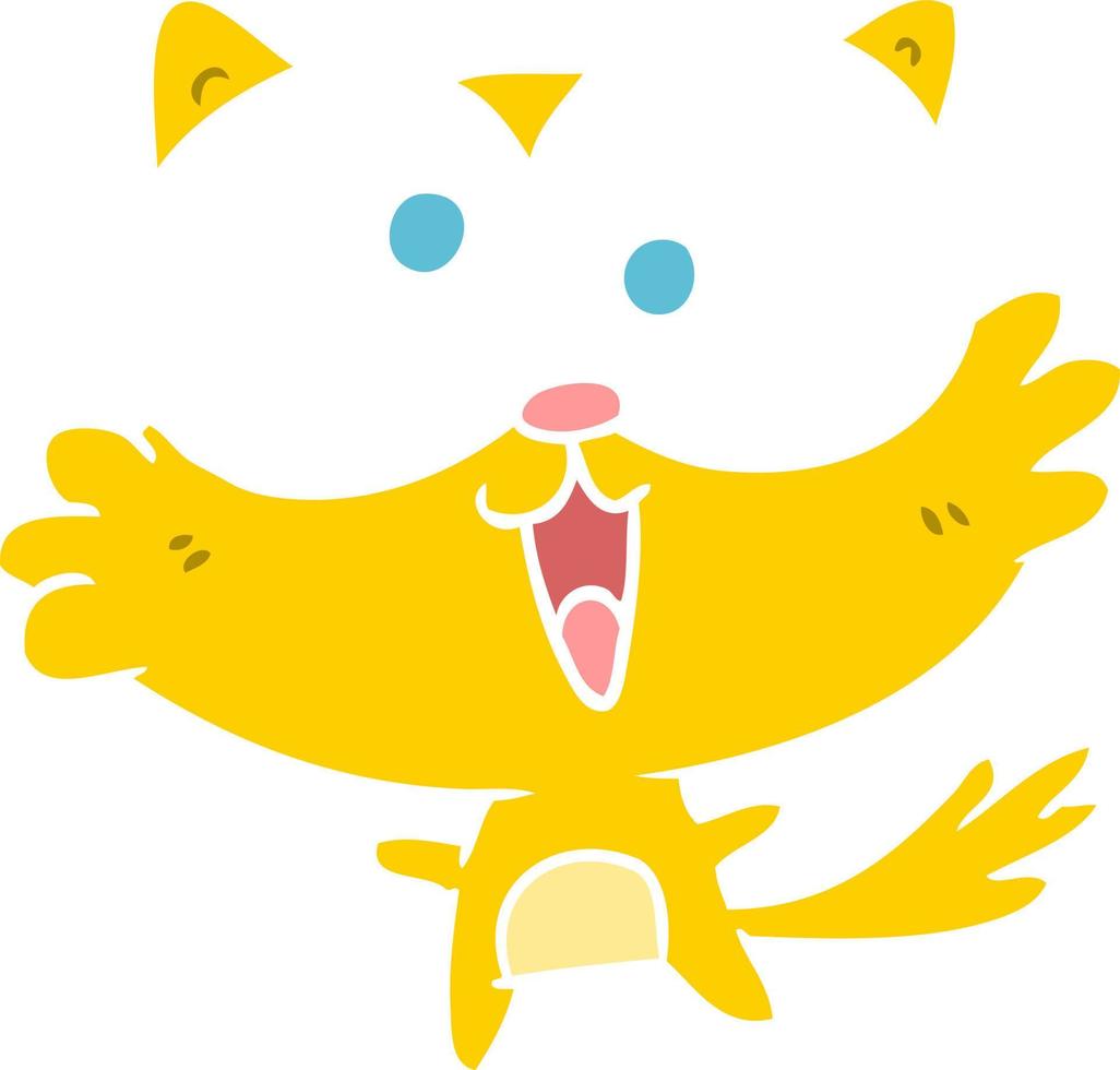 lindo gato loco de dibujos animados de estilo de color plano vector