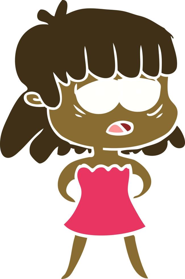 flat color style cartoon tired woman vector