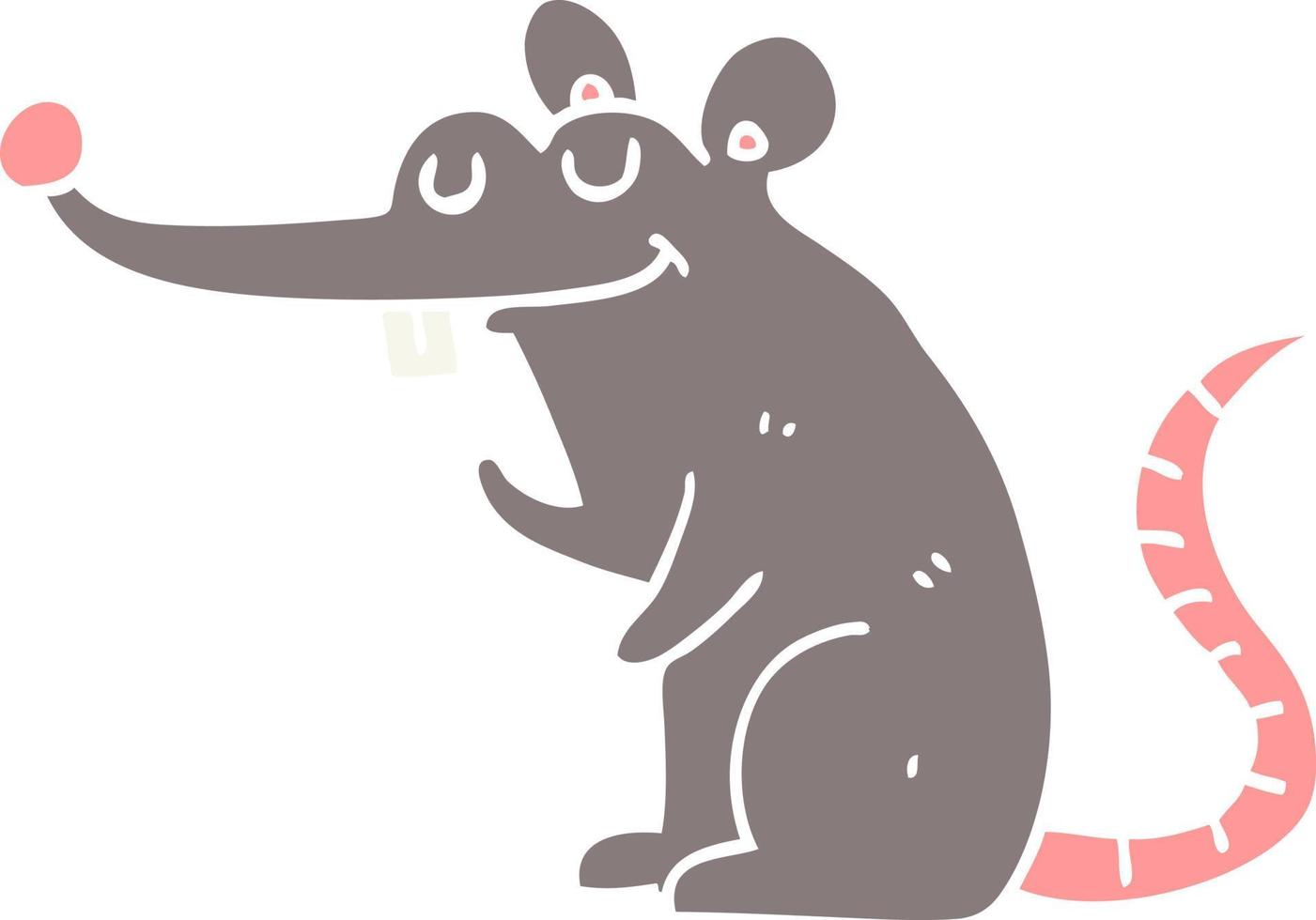 flat color style cartoon rat vector