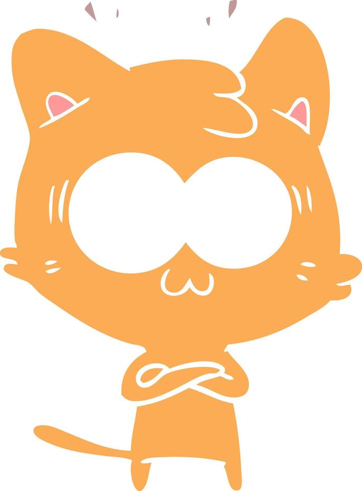 flat color style cartoon surprised cat vector