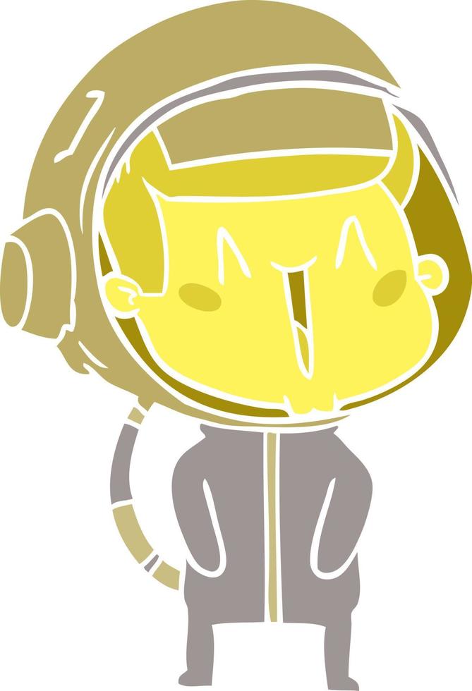 happy flat color style cartoon astronaut vector