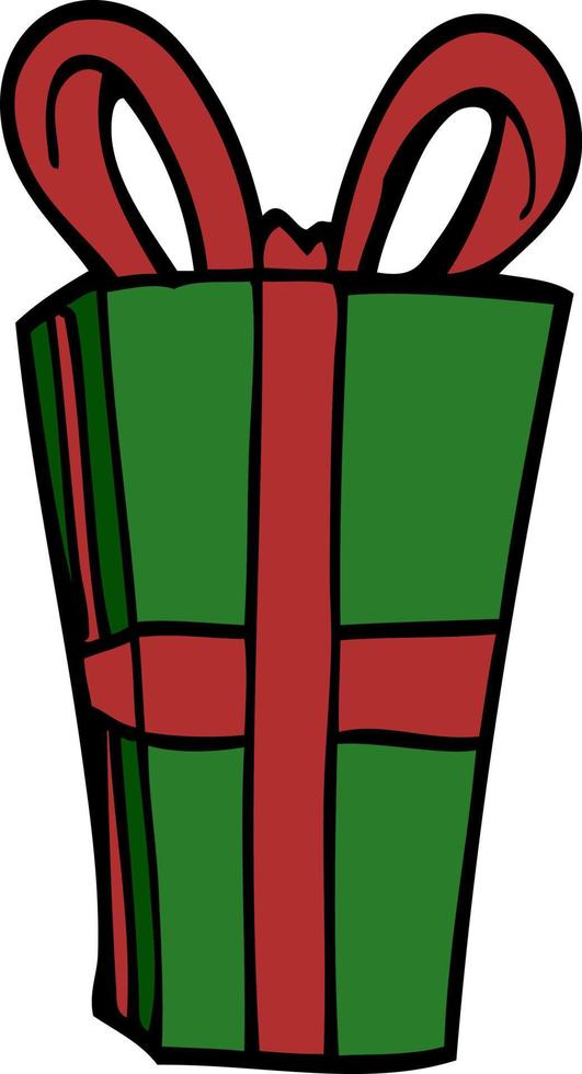 cartoon doodle wrapped present vector