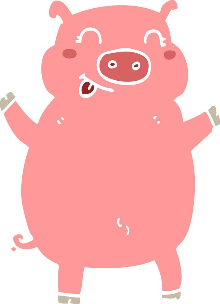 flat color style cartoon pig vector