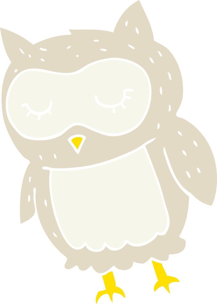flat color illustration of a cartoon owl vector