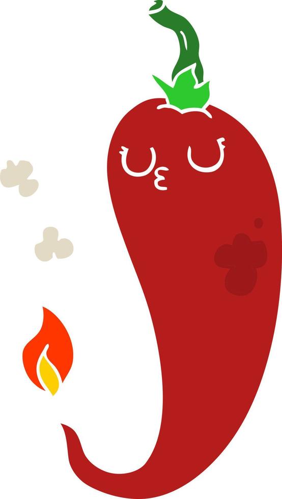 flat color style cartoon hot chili pepper vector