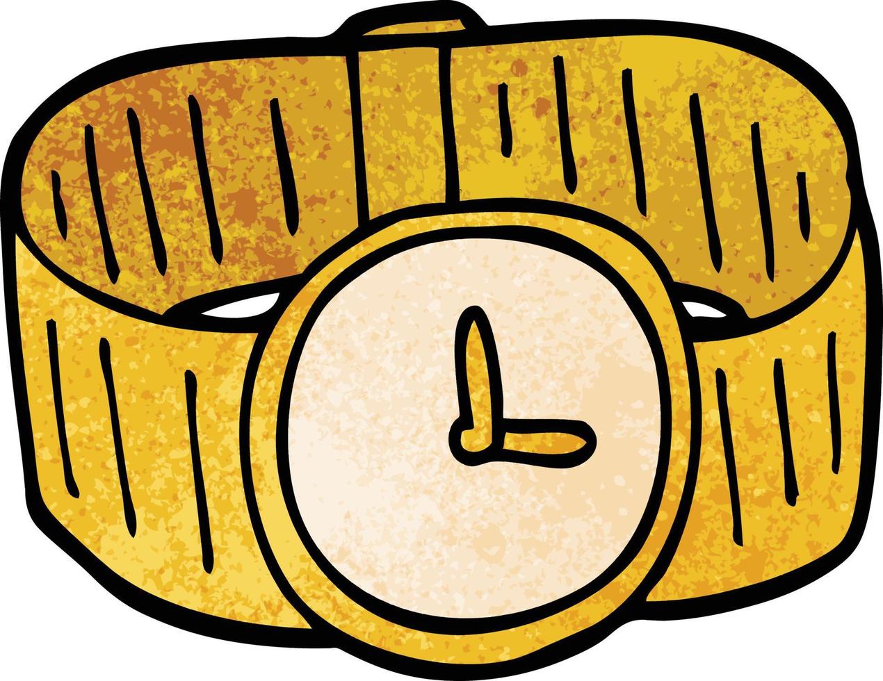 cartoon doodle gold wrist watch vector