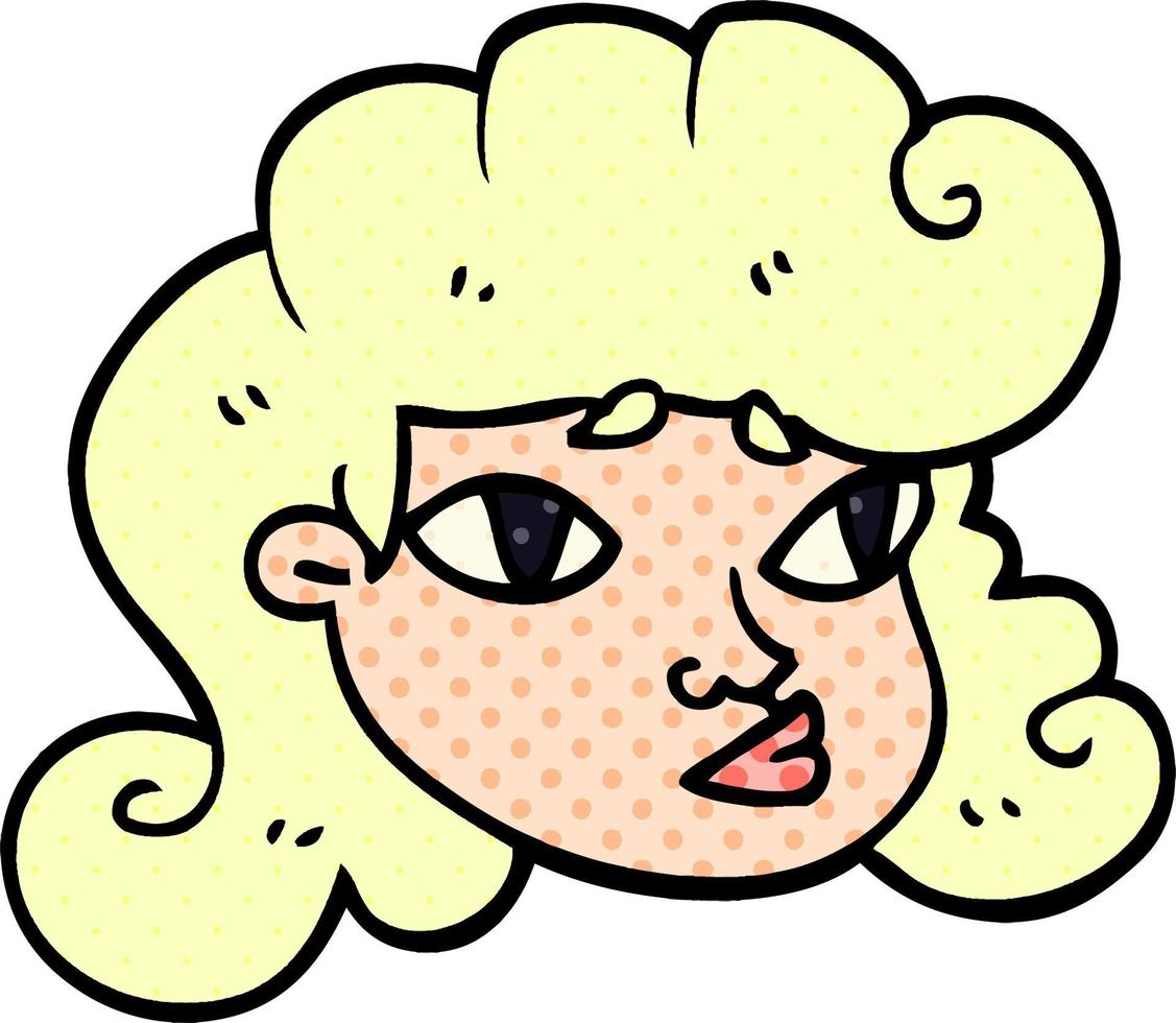cartoon doodle blond girls face vector