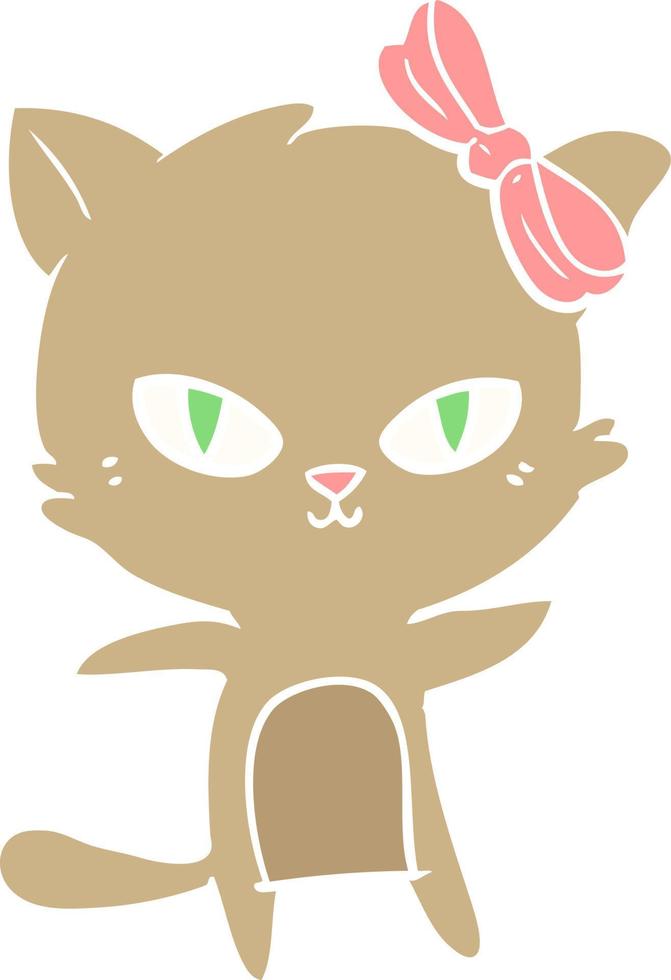 cute flat color style cartoon cat vector