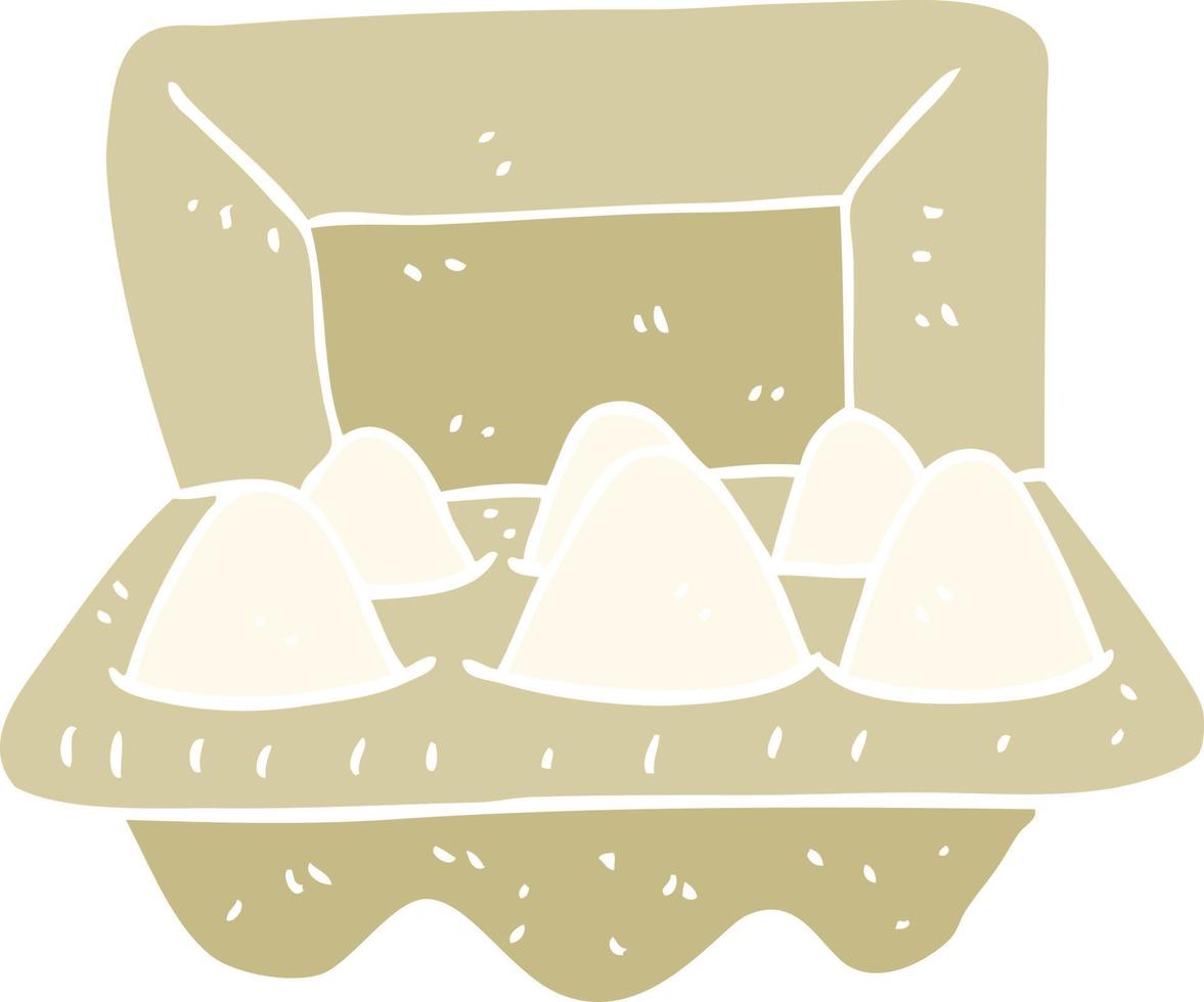 ilustración de color plano de una caricatura de huevos en caja vector