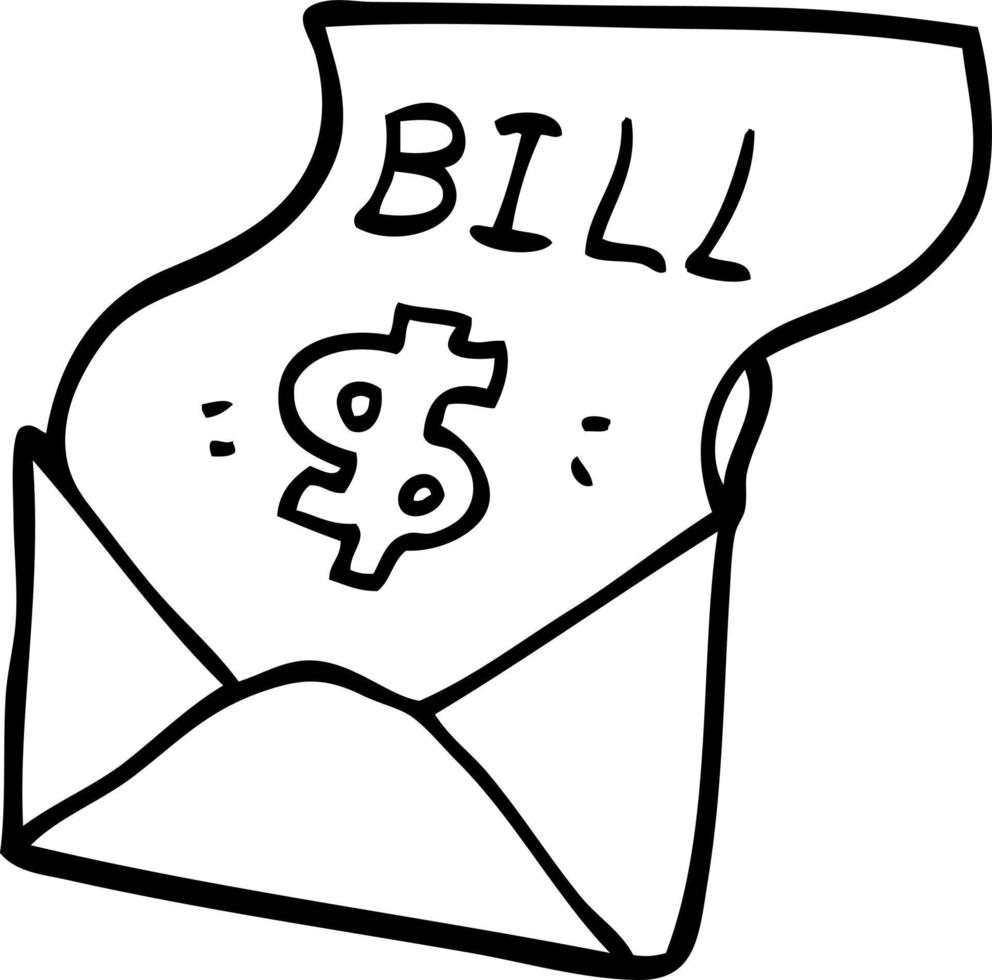 line drawing cartoon bill in envelope vector