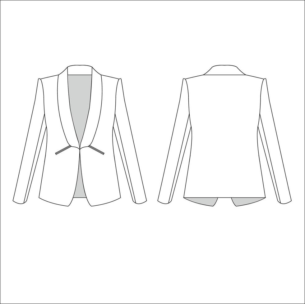 Formal blazer for women, flat sketch, vector