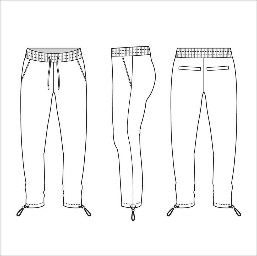 Jogger pants with elastic waistband and adjustable drawstring vector