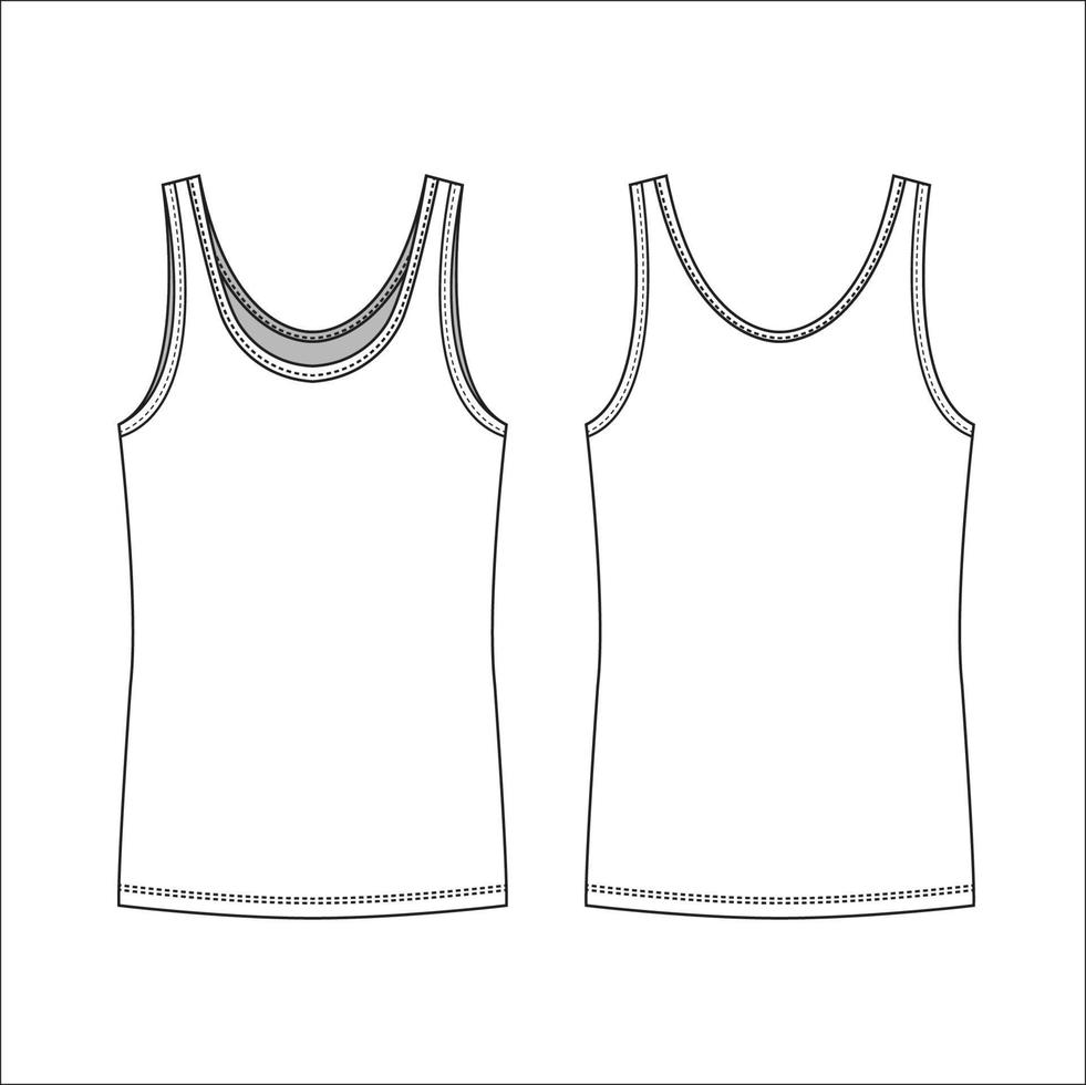 Tank top flat sketch template 12211933 Vector Art at Vecteezy