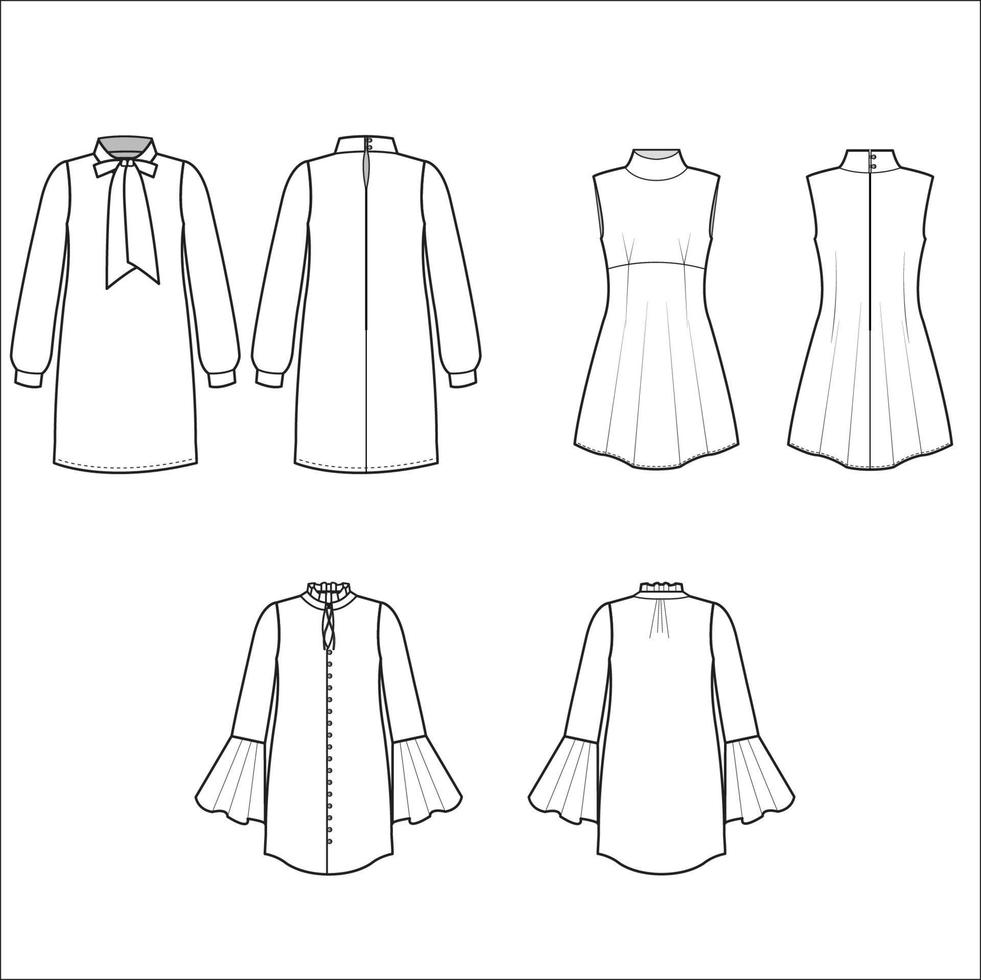 Women's one-piece dresses collection vector