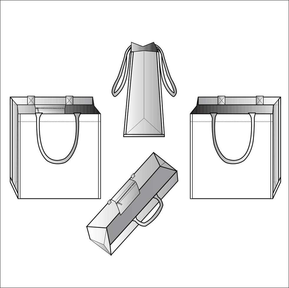 Shopping bag sketch four side view vector