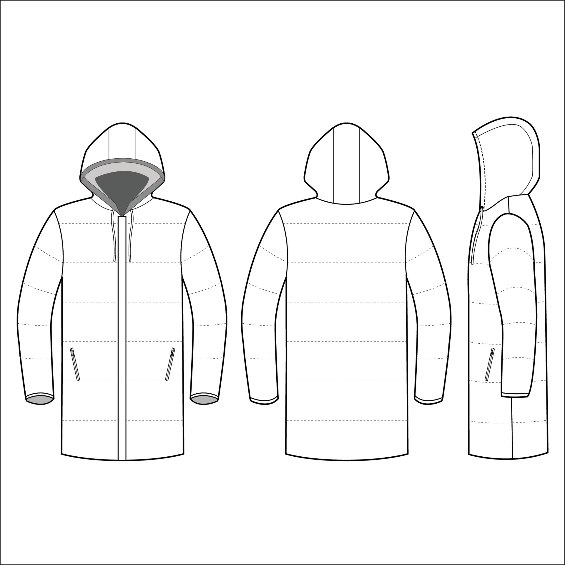 Hooded padding jacket with adjustable drawstring mockup 12211957 Vector Art  at Vecteezy