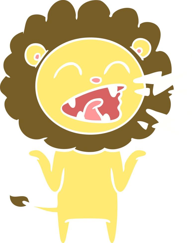 flat color style cartoon roaring lion vector