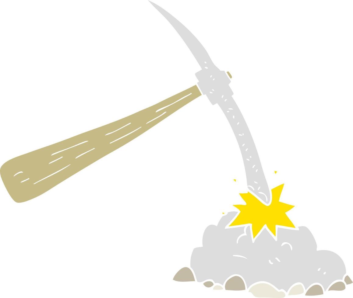 flat color illustration of a cartoon pick axe vector