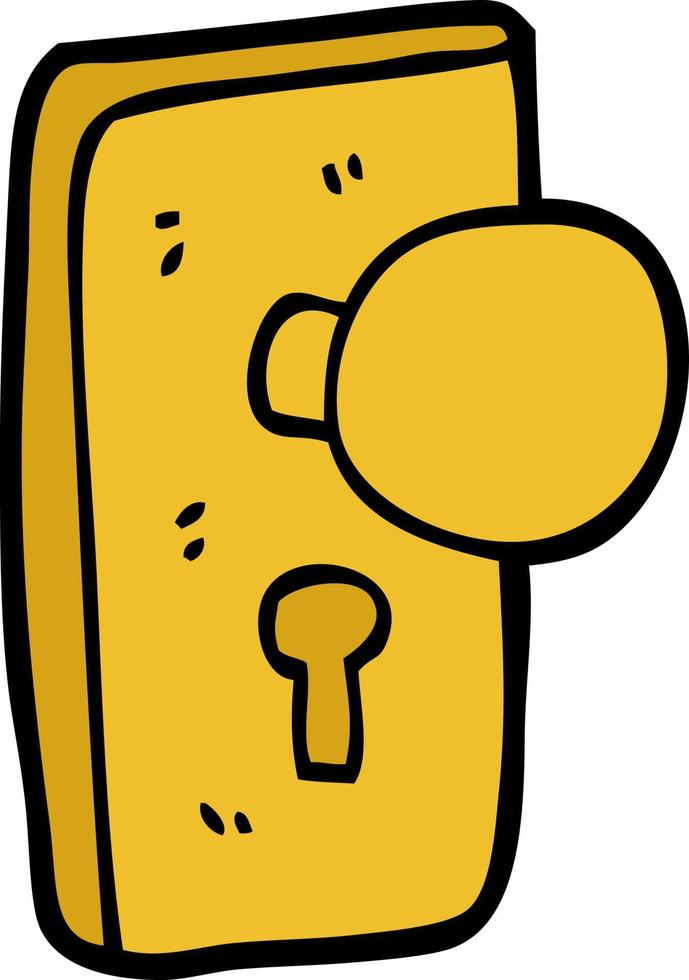 cartoon doodle door handle with keyhole vector