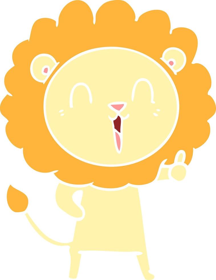 laughing lion flat color style cartoon vector