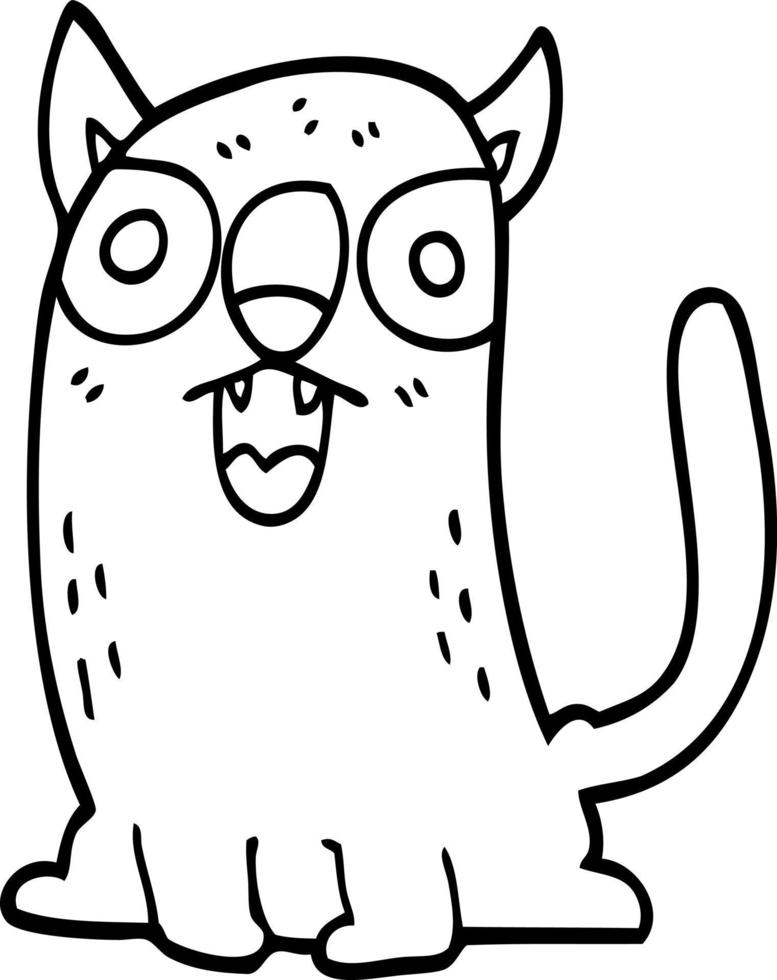 line drawing cartoon funny cat vector